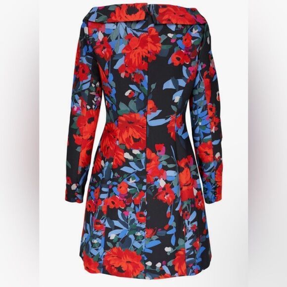 LELA ROSE Black Multi Open Neck Seamed Mini Dress Size 12 NWT $1590 - Picture 5 of 9